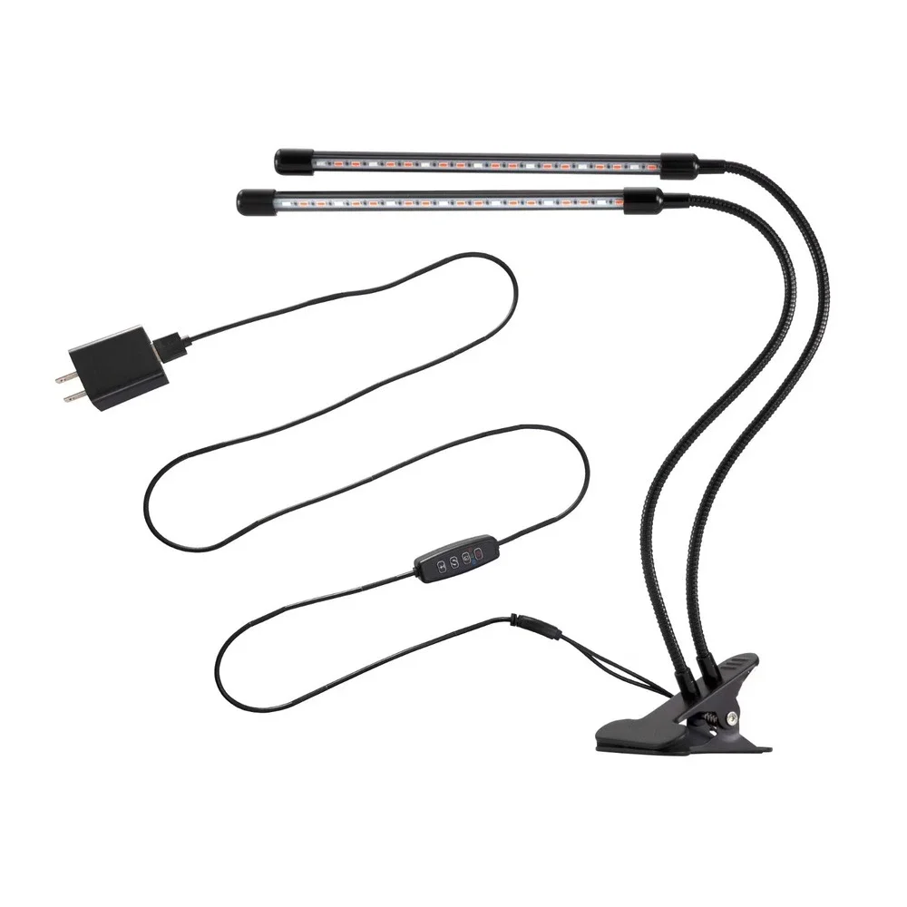 TWO PACK  2-Head Flexible LED Clamp Seed, Plant Grow Light‎ Selectable Spectrum